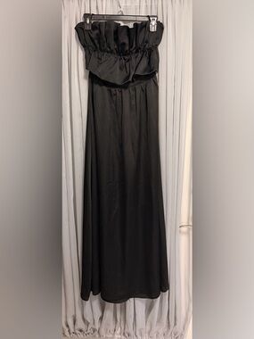 mittoshop Black Strapless Ruffle Maxi Dress size Small
